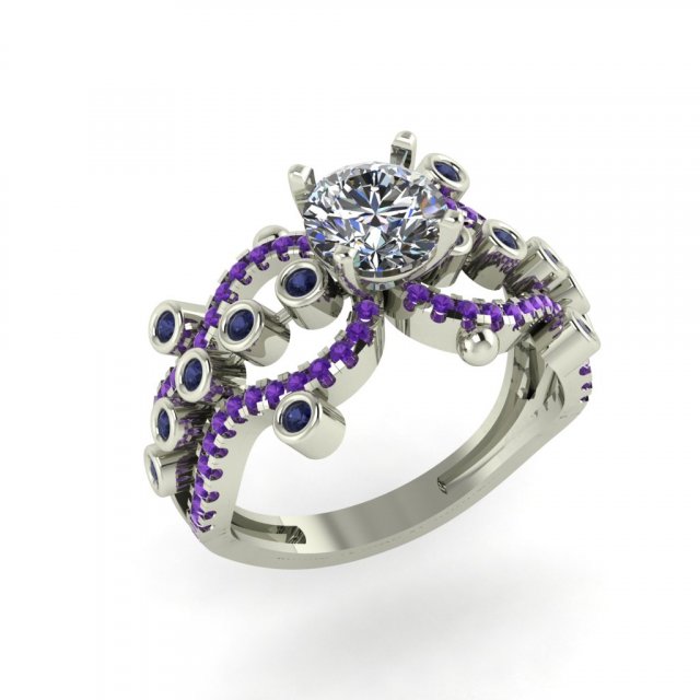 diamond ring for ladies 3Dプリントモデル .c4d .max .obj .3ds .fbx .stl .blend 