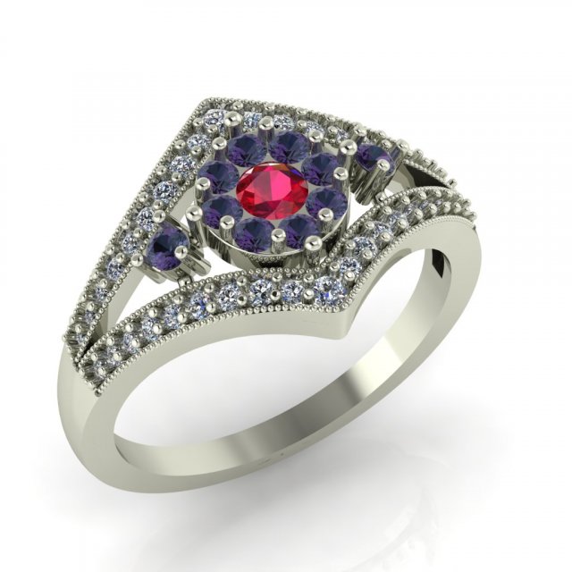 diamond ring for ladies 3Dプリントモデル .c4d .max .obj .3ds .fbx .stl .blend 