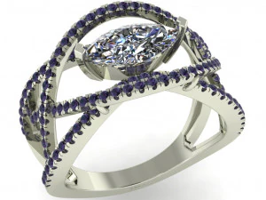 pierścionek z brylantem dla pań Model do druku 3D