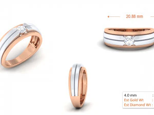 парне кільце з діамантом 3D Принт Модель