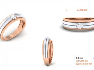 парне кільце з діамантом 3D Принт Модель