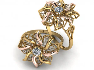 女士单石戒指 3D 打印模型