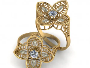 Einzelsteinring f&uuml;r Damen 3D Druckmodell