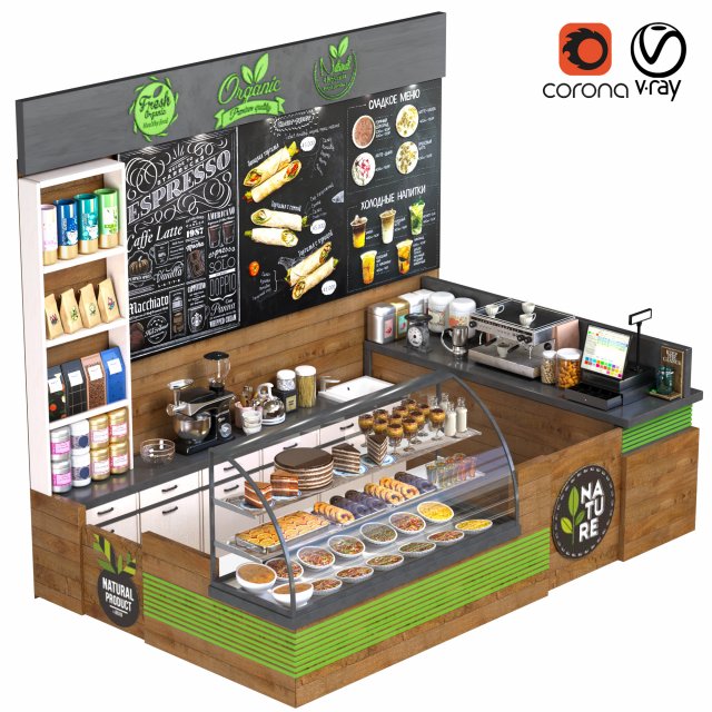 coffeshop 3D 模型 .c4d .max .obj .3ds .fbx .stl .blend 