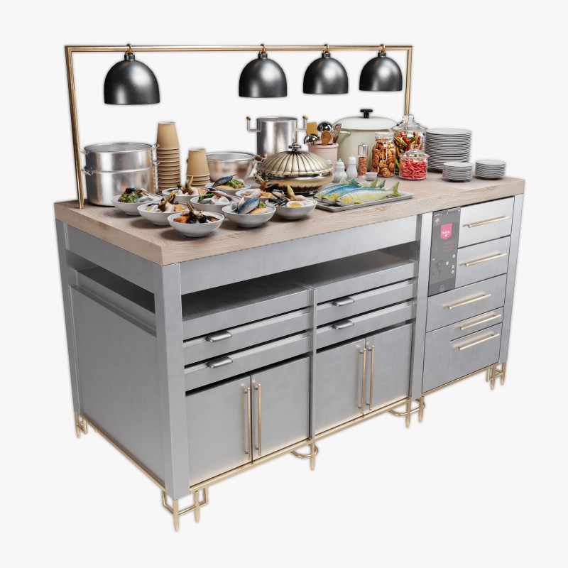 Food Serving Table with Seafood 3Dモデル .c4d .max .obj .3ds .fbx .stl .blend 