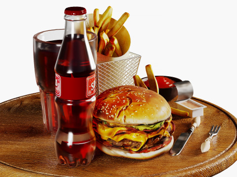 BurgerSet 3Dモデル