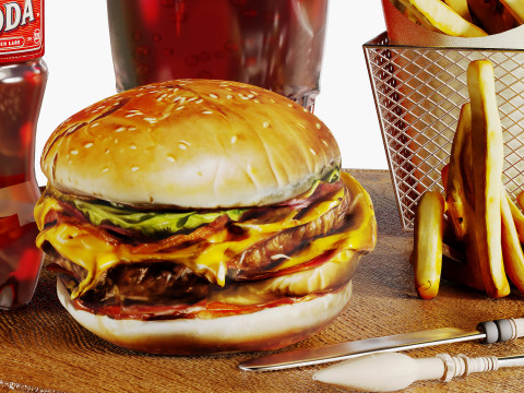 BurgerSet 3Dモデル