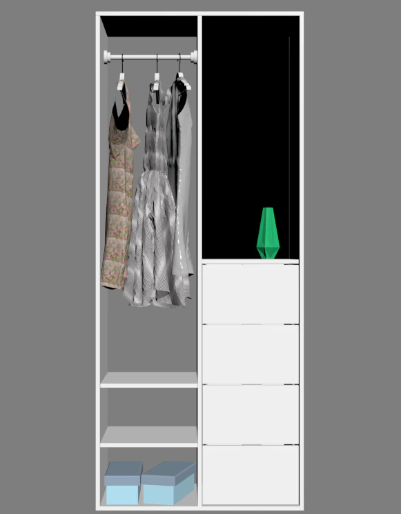 ikea wardrobe with dresses 3D Model .c4d .max .obj .3ds .fbx .stl .blend 