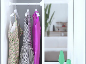 ikea wardrobe with dresses 3D Model