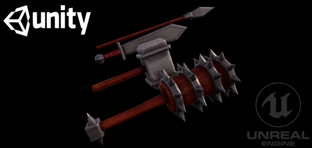 stylized melee pack 4 models Model 3D .c4d .max .obj .3ds .fbx .stl .blend 