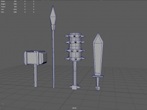 stylized melee pack 4 models Model 3D