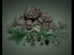 stones and grass 3D Model