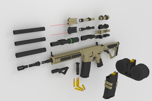 mk18 sopmod 3D Model .c4d .max .obj .3ds .fbx .stl .blend 