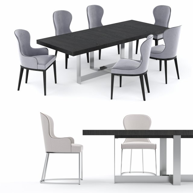 table jacques and chair you by flexform 3D Model .c4d .max .obj .3ds .fbx .stl .blend 