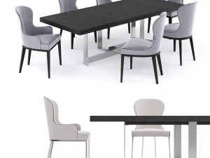 tavolo jacques e sedia you di flexform Modello 3D