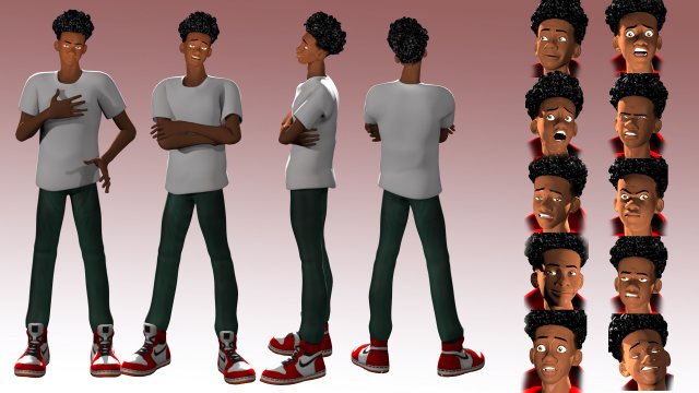 Miles Morales no1 ragged morphed animated Modello 3D .c4d .max .obj .3ds .fbx .stl .blend 