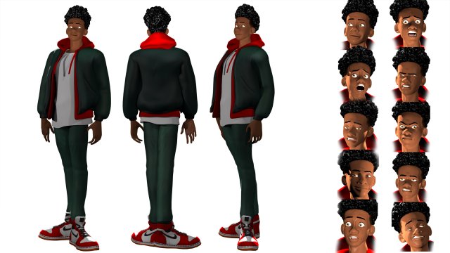 Miles Morales no2 ragged morphed animated 3D 모델 .c4d .max .obj .3ds .fbx .stl .blend 