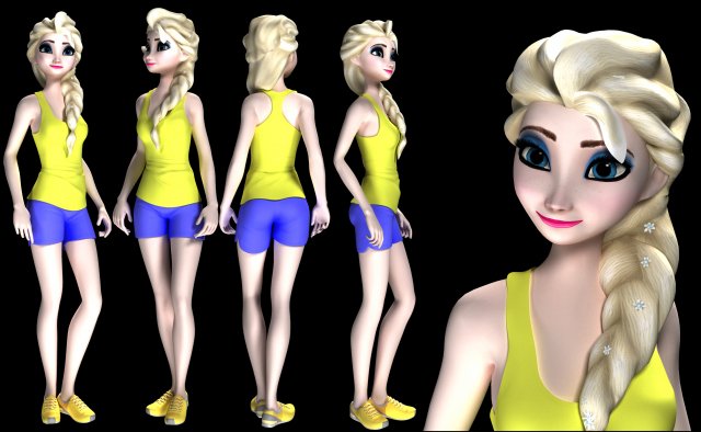 Elsa sport Model Cetak 3D .c4d .max .obj .3ds .fbx .stl .blend 