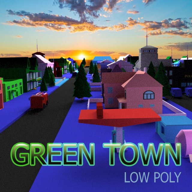 green town 3D Model .c4d .max .obj .3ds .fbx .stl .blend 