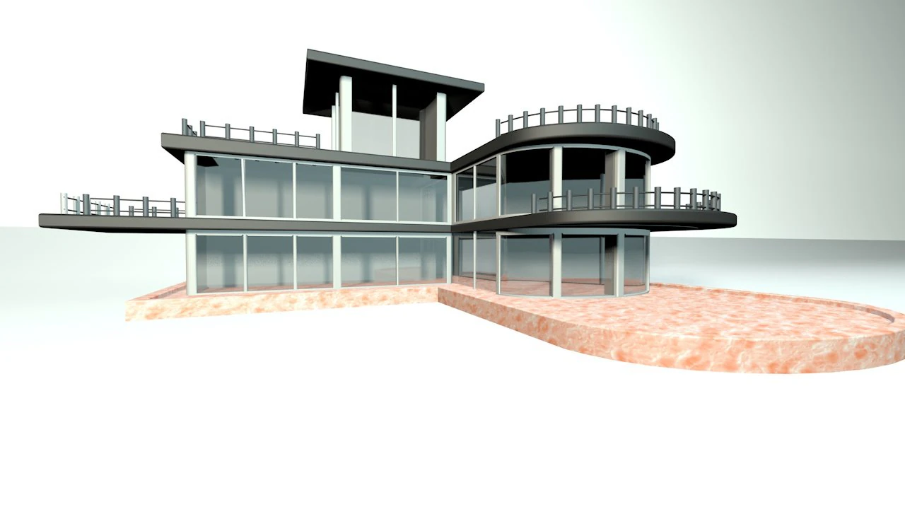 two-storey house 3D Model .c4d .max .obj .3ds .fbx .stl .blend 