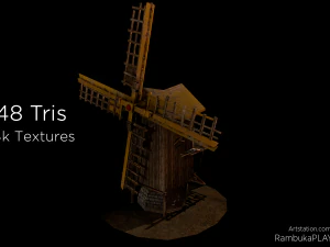 Windm&uuml;hle &ndash; mittelalterliches Low-Poly 3D Modell