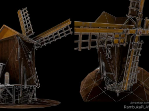 windmill - medieval low-poly 3D Model