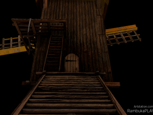 windmill - medieval low-poly 3D मॉडल