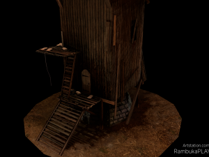 windmill - medieval low-poly 3D मॉडल