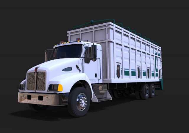 kenworth t300 tandem axle graim truck 3D 模型 .c4d .max .obj .3ds .fbx .stl .blend 