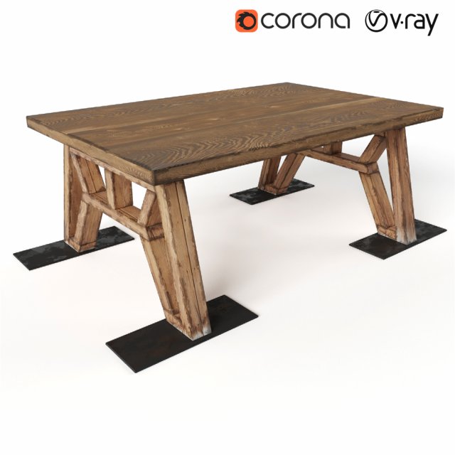 wooden table Model 3D .c4d .max .obj .3ds .fbx .stl .blend 