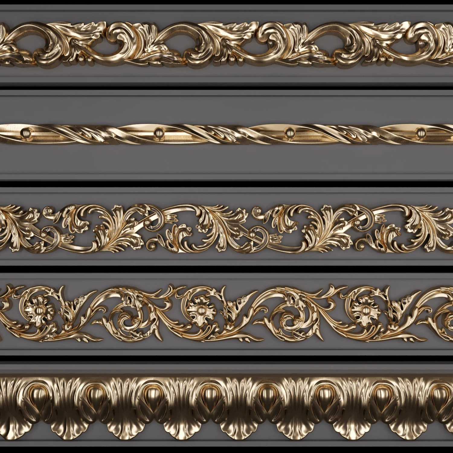 trim ornament 25 3D Model .c4d .max .obj .3ds .fbx .stl .blend 