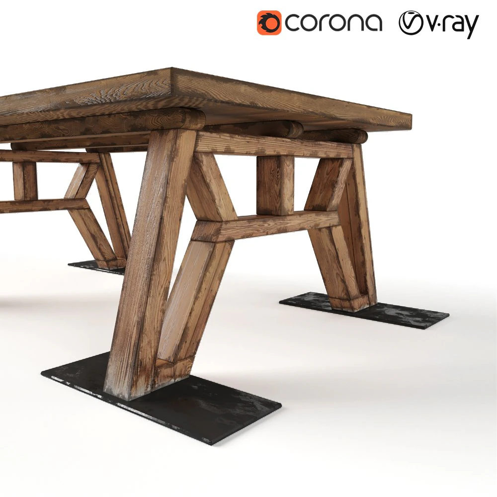 mesa de madeira Modelo 3D .c4d .max .obj .3ds .fbx .stl .blend