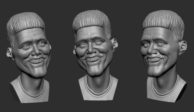 Caricature of jim carrey 3D प्रिंट मॉडल .c4d .max .obj .3ds .fbx .stl .blend 