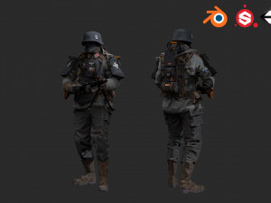 German soldier 3D 模型