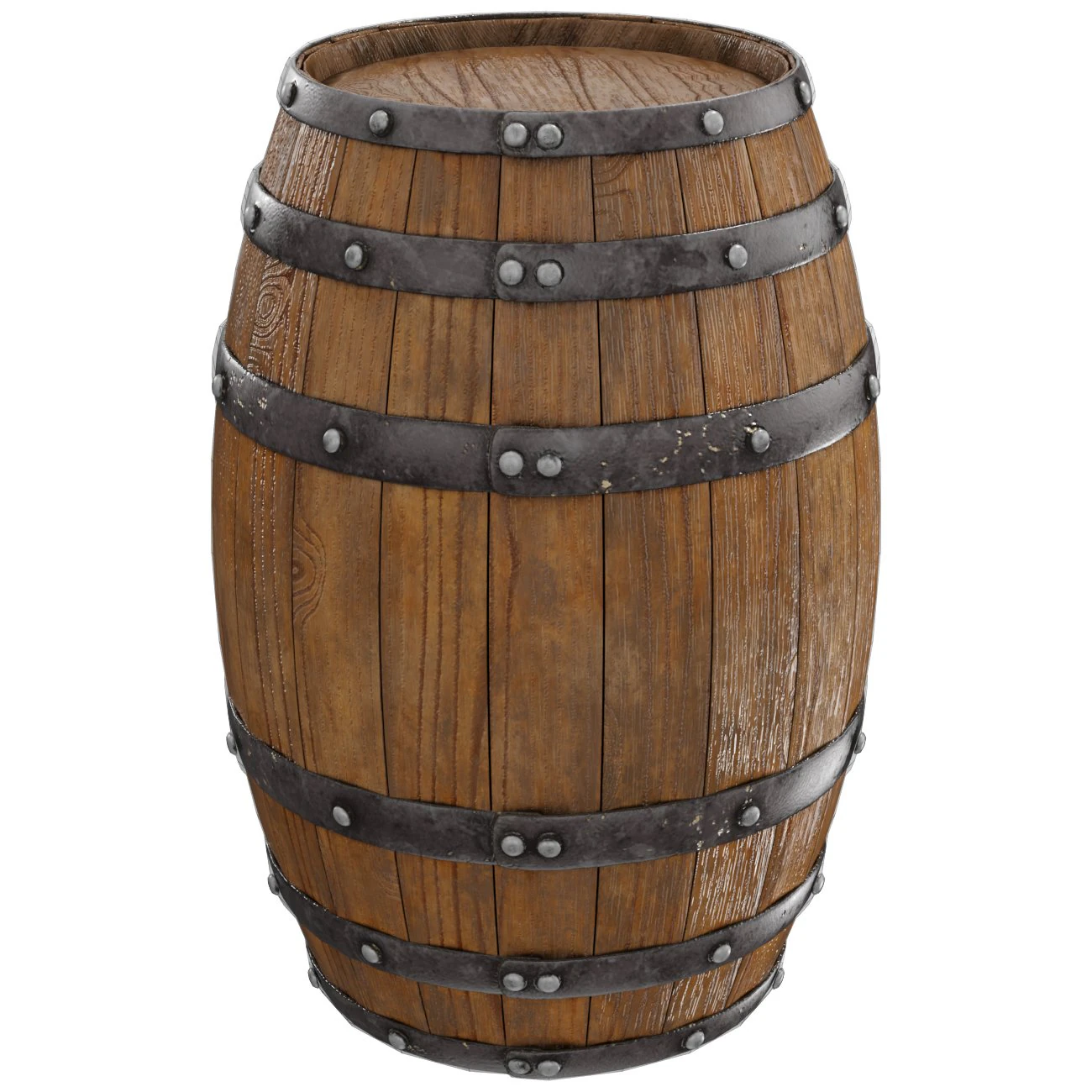 Wooden Barrel 3D Model .c4d .max .obj .3ds .fbx .stl .blend 