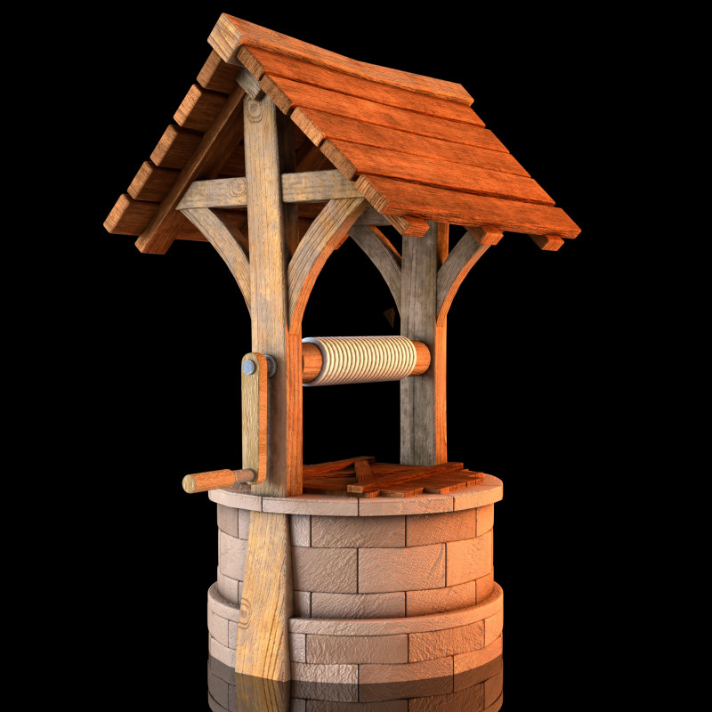 Water Well Stylized 3D Model .c4d .max .obj .3ds .fbx .stl .blend 