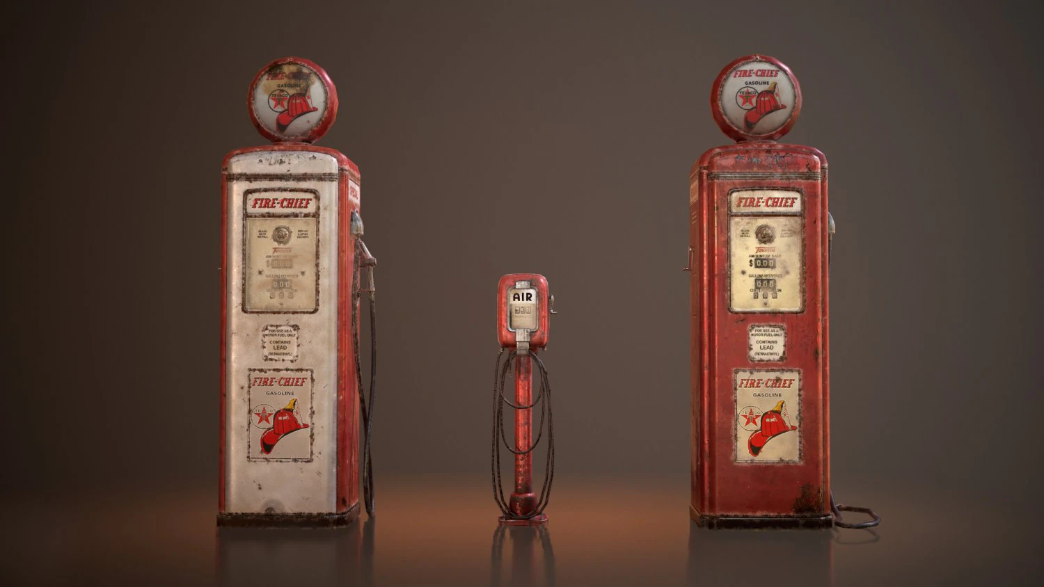 old gas and air pumps - low poly 3D Model .c4d .max .obj .3ds .fbx .stl .blend 