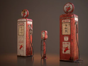 old gas and air pumps - low poly 3D Model