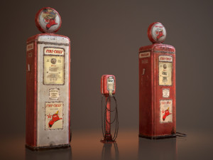 old gas and air pumps - low poly 3D 模型