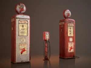 old gas and air pumps - low poly 3D Model