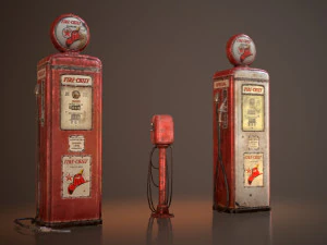 old gas and air pumps - low poly 3D Model