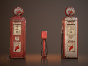 old gas and air pumps - low poly 3D 模型