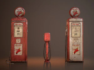 old gas and air pumps - low poly 3D Model