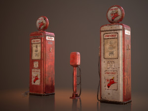 old gas and air pumps - low poly 3D 模型