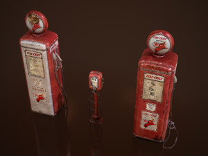 old gas and air pumps - low poly 3D 模型
