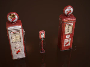 old gas and air pumps - low poly 3D Model
