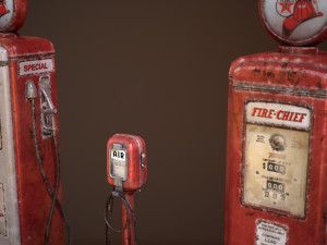 old gas and air pumps - low poly 3D 模型