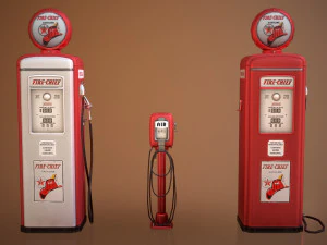 old gas and air pumps - low poly 3D Model