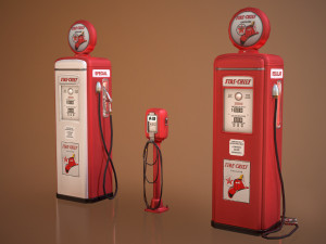 old gas and air pumps - low poly 3D 模型