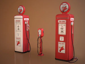 old gas and air pumps - low poly 3D Model